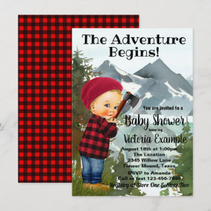 Lumberjack Baby Shower Invitations
