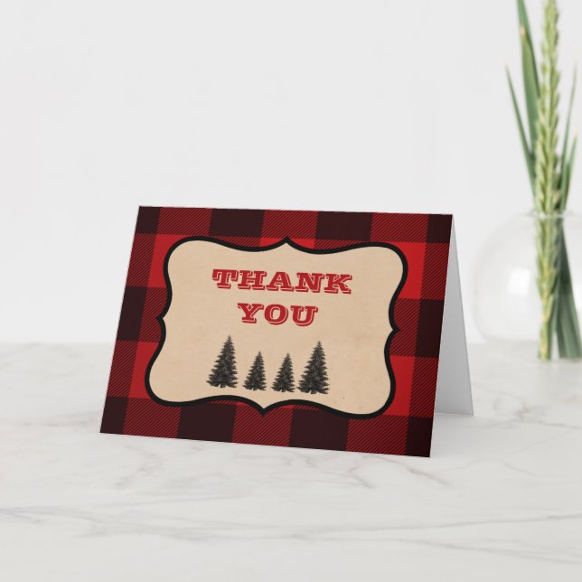 Lumberjack Baby Shower Thank You Cards Folded (Front)