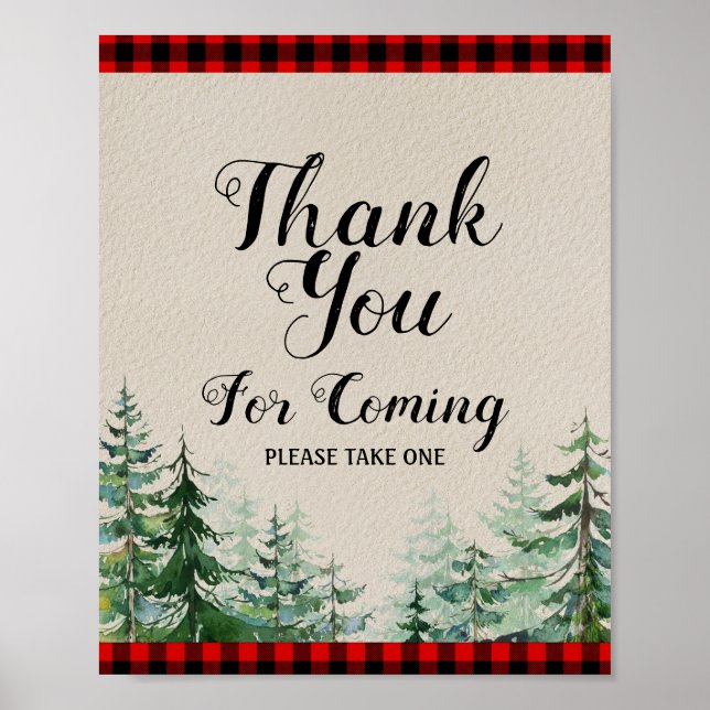 Lumberjack Baby Shower Thank you for Coming Poster (Front)