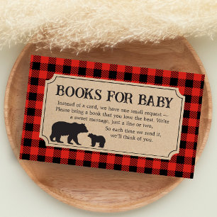 Lumberjack Bear Baby Shower Books for Baby Enclosure Card