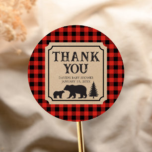 Lumberjack Bear Baby Shower  Classic Round Sticker