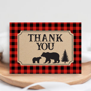 Lumberjack Bear Baby Shower Thank You Card