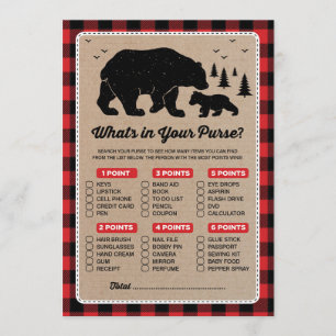 Lumberjack Bear What's in Your Purse Game Card