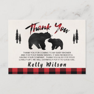 Lumberjack Bears Baby Shower Thank You Card