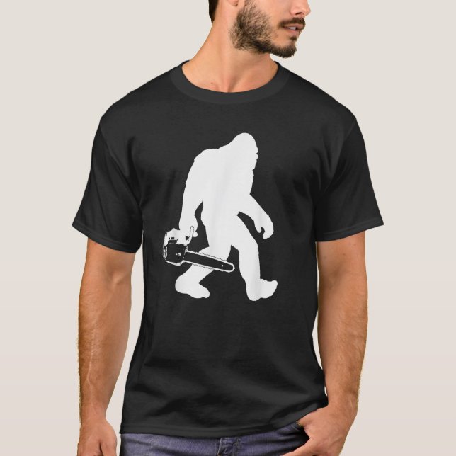 Lumberjack Bigfoot Chainsaw Sasquatch Logger Funny T-Shirt (Front)