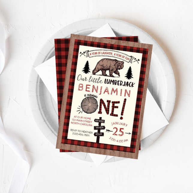 Lumberjack Birthday Invitation Woodland Birthday (Creator Uploaded)