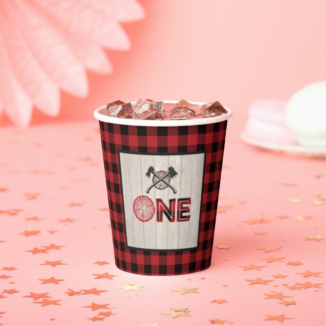 Lumberjack Birthday Paper Cup - ONE LJ (Insitu)