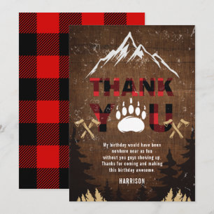 Lumberjack Birthday Wood Thank You Card
