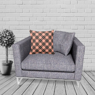 Lumberjack Black Coral PInk Plaid Throw Pillow