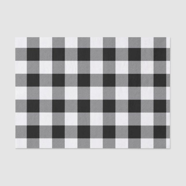 Lumberjack Black White Buffalo Plaid Tissue Paper (Front)
