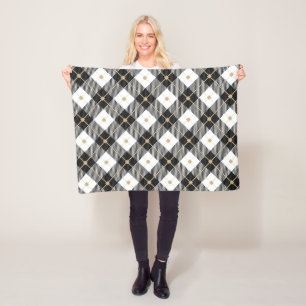 Lumberjack Black  White Plaid Pattern Fleece Blanket