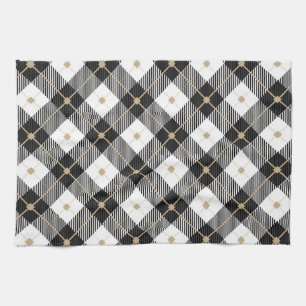 Lumberjack Black  White Plaid Pattern Kitchen Towel