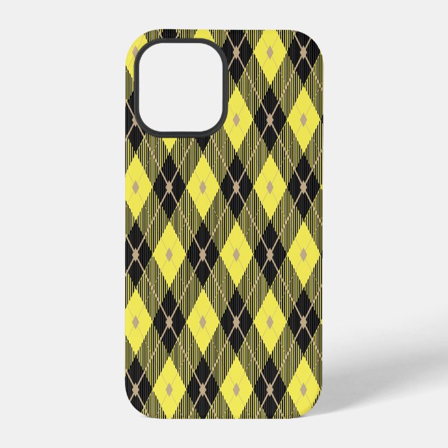 Lumberjack Black Yellow  Plaid Pattern iPhone Case (Back)