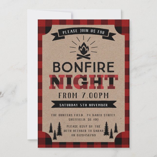 Lumberjack Bonfire Party Invitation (Front)