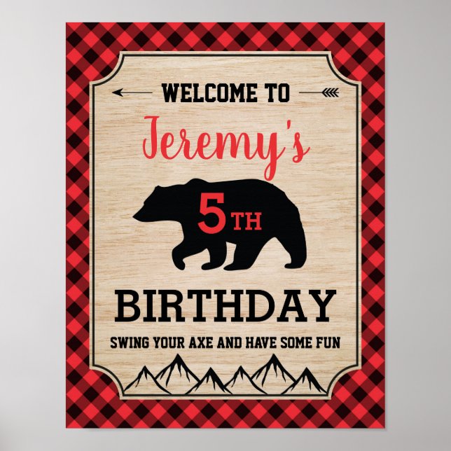 Lumberjack Boy Anniversaire Affiche de bienvenue d (Devant)