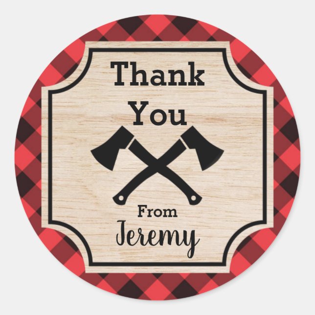Lumberjack Boy Anniversaire Fête Favoriser Sticker (Devant)