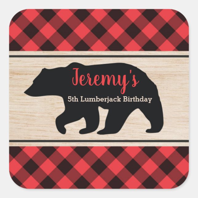 Lumberjack Boy Anniversaire Fête Favoriser Sticker (Devant)