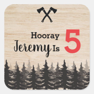 Lumberjack Boy Birthday Party Favour Sticker