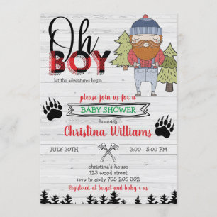 Lumberjack Boy Flannel Buffalo Plaid Baby Shower Invitation