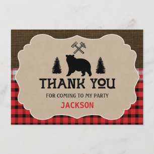 Lumberjack Boys Anniversaire Merci Carte Plat