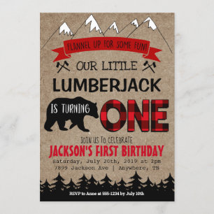 Lumberjack Boys Première Invitation d'anniversaire