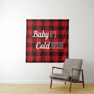 lumberjack buffalo plaid baby it's cold outside tapestry