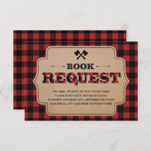 Lumberjack Buffalo Plaid Baby Shower Book Request Enclosure Card