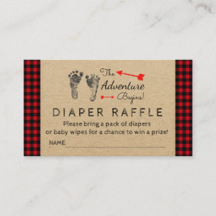 Lumberjack Buffalo Plaid Boys Diaper Raffle Ticket Enclosure Card