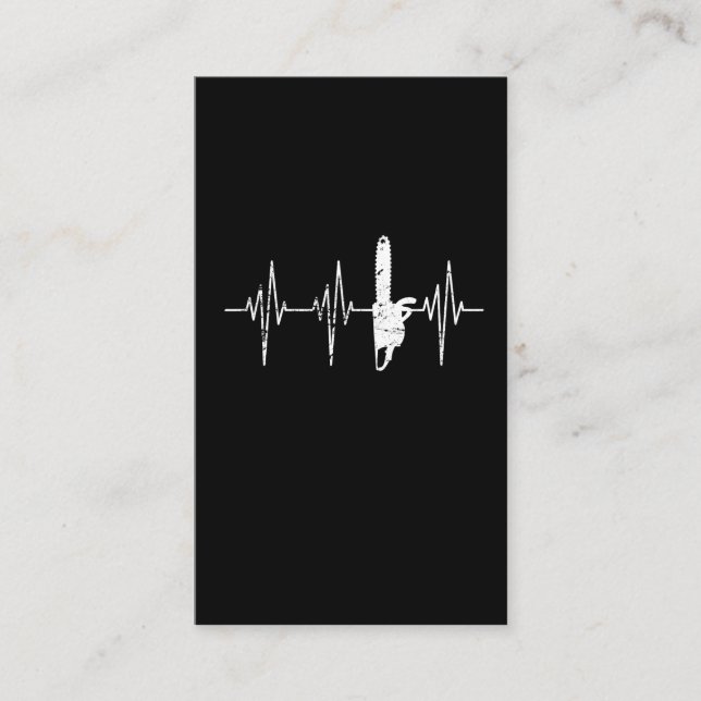 Lumberjack - Chainsaw Distressed Heartbeat Business Card (Front)