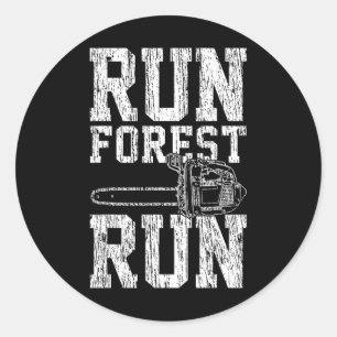 Lumberjack Chainsaw Run Forest Run Funny Classic Round Sticker