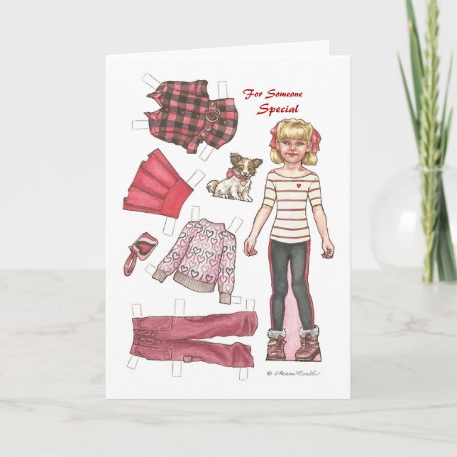 Lumberjack chic paper doll valentine holiday card (Front)