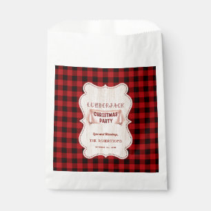 Lumberjack Christmas Party Red Buffalo Wood Favour Bag