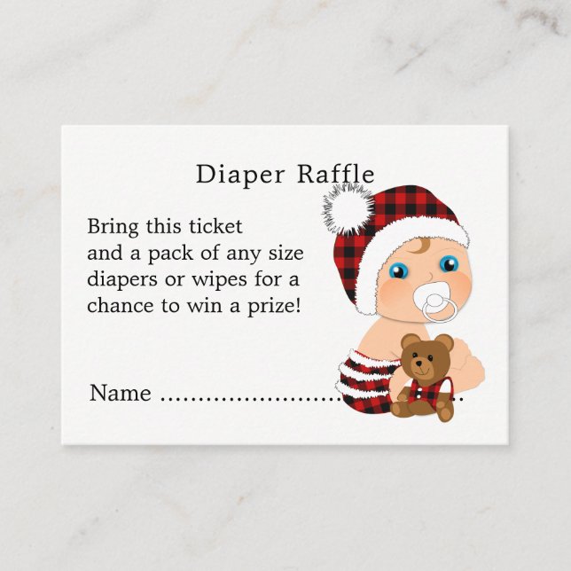 Lumberjack Cute Baby Shower Diaper Raffle Enclosure Card (Front)