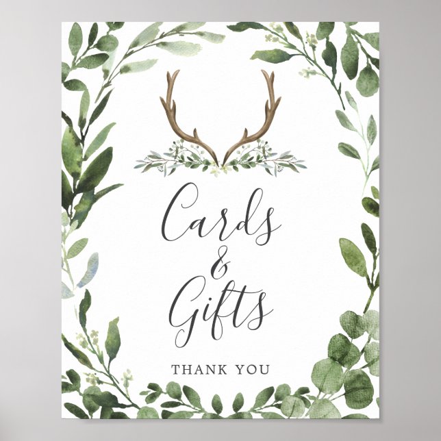 Lumberjack Deer Baby Shower Cards and Gifts Sign (Front)