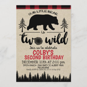 Lumberjack Deux ours sauvages Invitation 2e annive