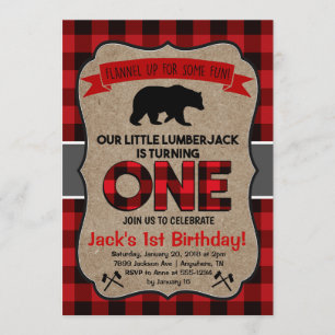 Lumberjack First Birthday Invitation