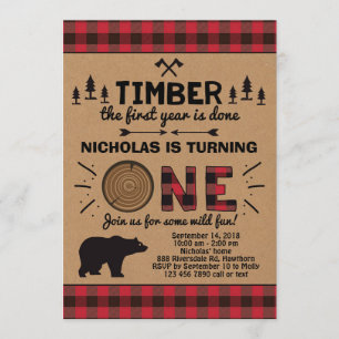 Lumberjack First Birthday Invitation