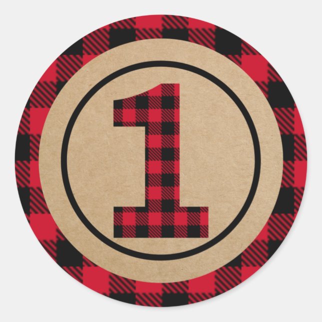 Lumberjack First Birthday, Wild One Favour Classic Round Sticker (Front)