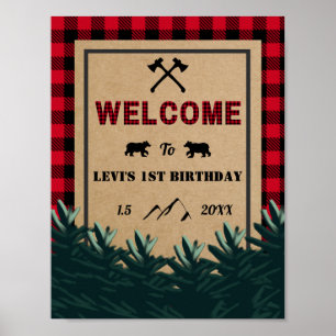 Lumberjack First Birthday, Wild One Welcome Sign