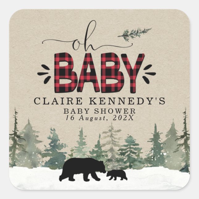 Lumberjack flannel oh baby baby Shower Sticker (Front)