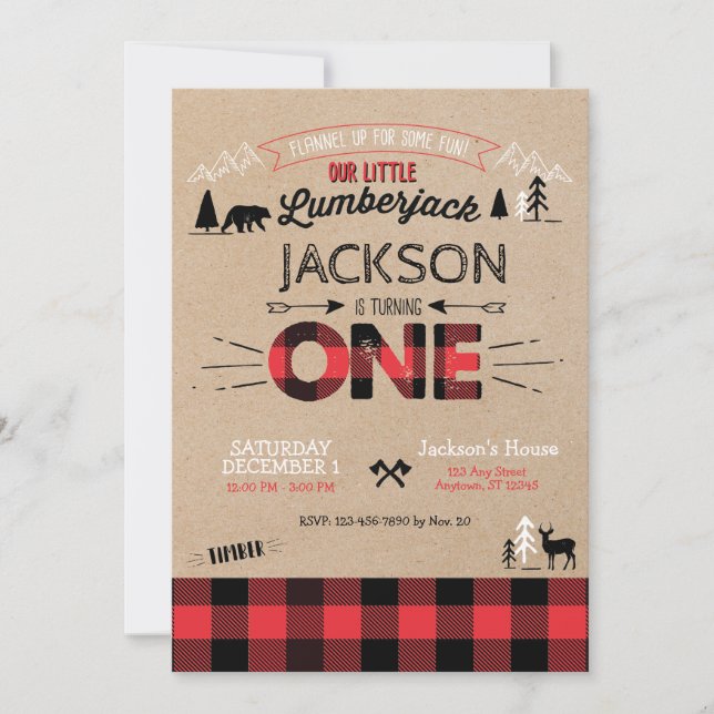 Lumberjack Flannel première invitation anniversair (Devant)