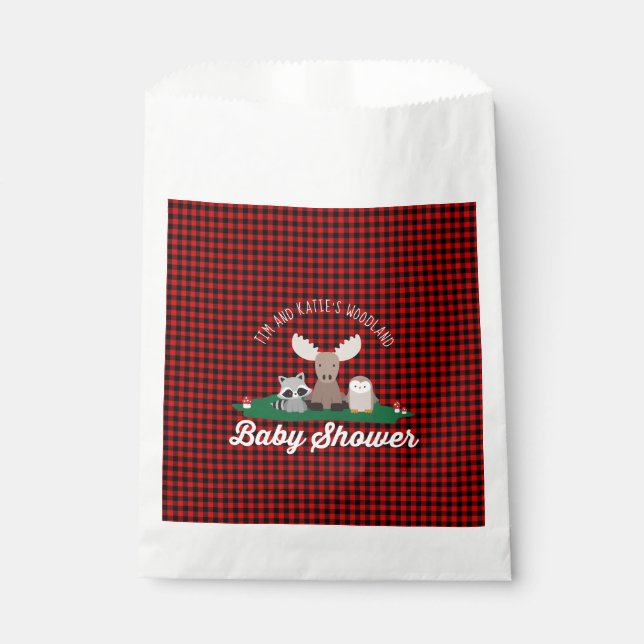 Lumberjack Flannel Red Buffulo Plaid Baby Shower Favour Bag (Front)