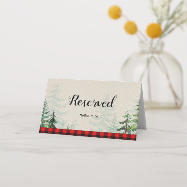 Lumberjack Forest Winter Reserved Name Place Card (Front)