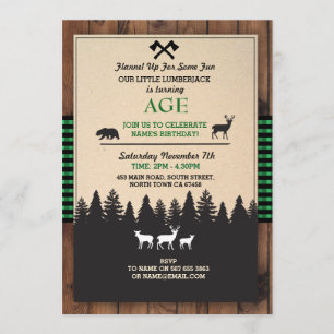 Lumberjack Invitation d'anniversaire N'IMPORTE QUE