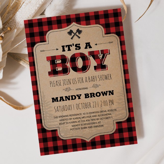 Lumberjack It's A Boy Baby Shower Invitation (Creator Uploaded)
