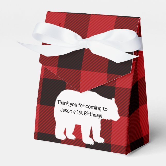 Lumberjack Little Bear Party Favour Bag Favor Box (Front Side)