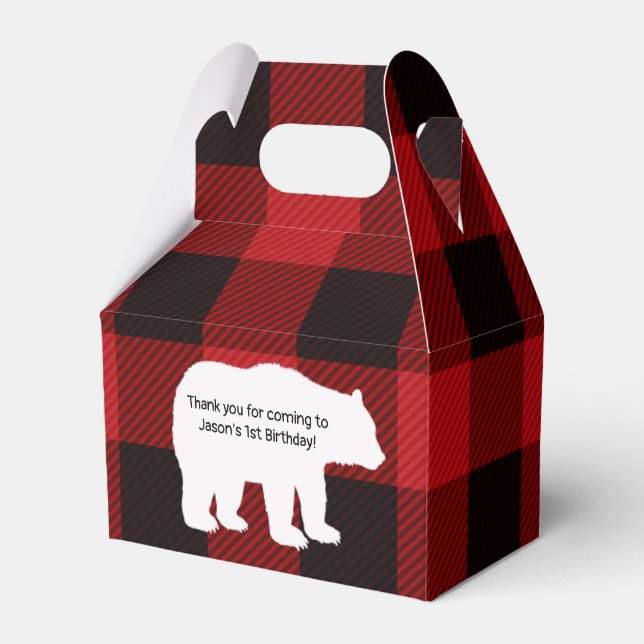 Lumberjack Little Bear Party Favour Bag Favor Box (Front Side)
