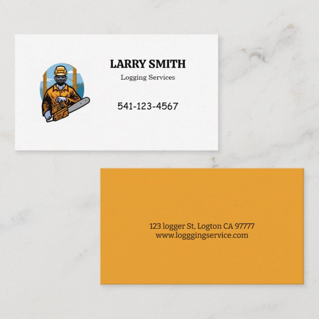 Lumberjack Logging Services Business Cards (Front/Back)