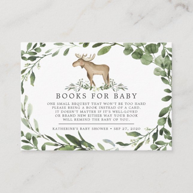 Lumberjack Moose Books For Baby Baby Shower Card (Front)