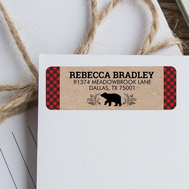 Lumberjack Oear Kraft Plaid Étiquette de adresse (Créateur téléchargé)